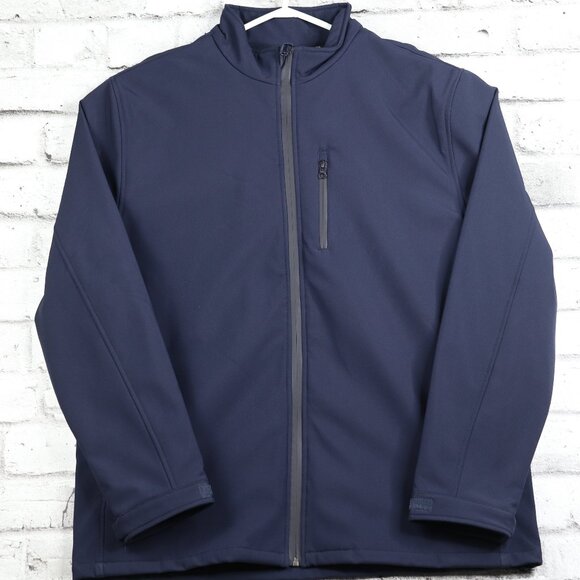 Men's Seasonal Jacket Soft Shell Stand Up Collar Navy Blue Size XL-XXl Golf - Picture 1 of 14